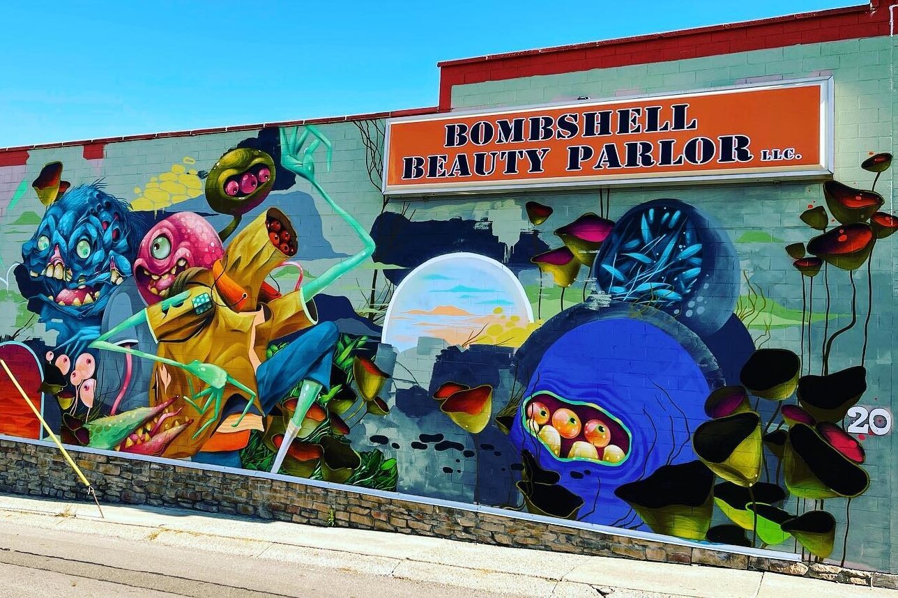 Springfield's newest large-scale mural is featured on the side of Bombshell Beauty Parlor.
